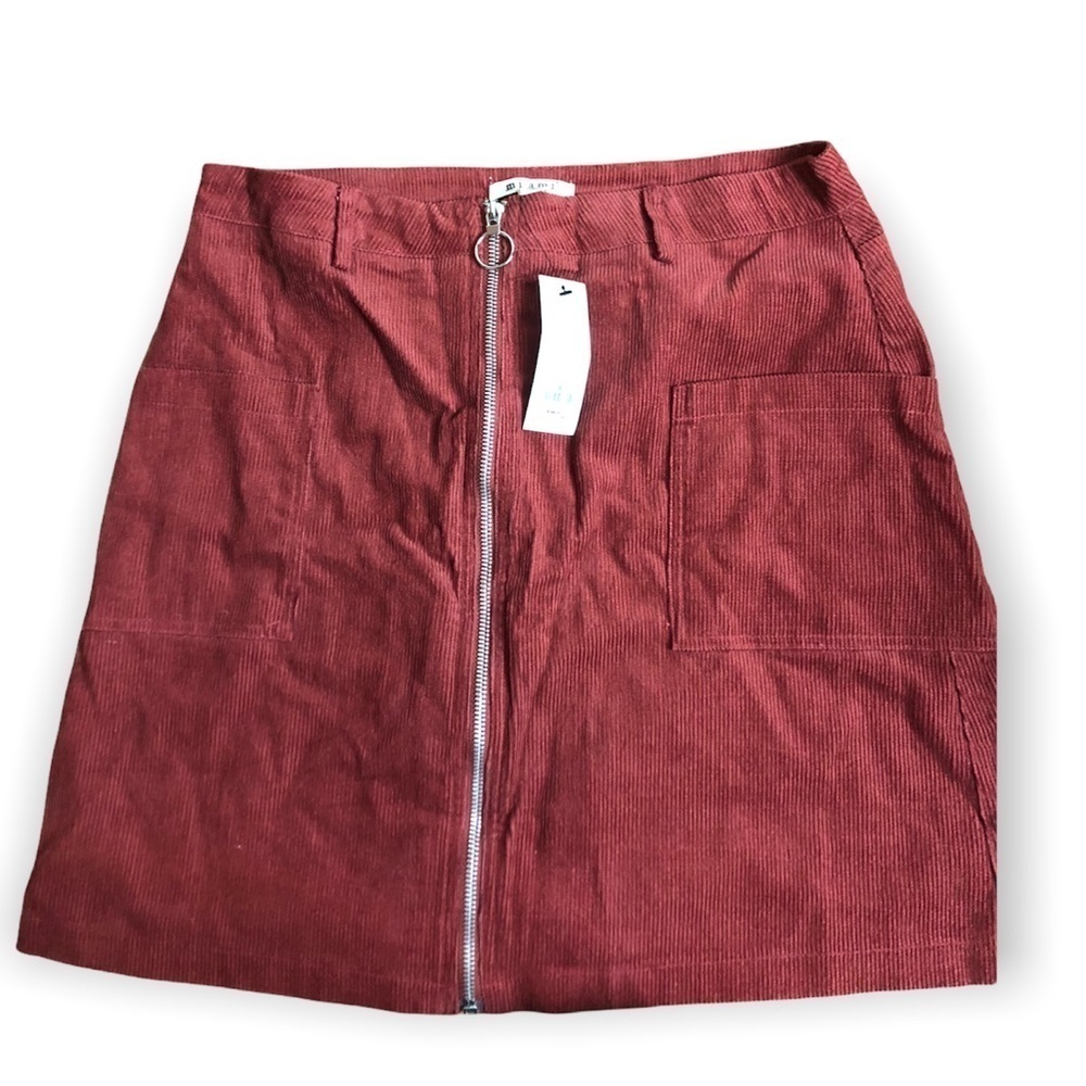 BRIELLE ZIP FRONT CORDUROY MINI SKIRT NWT Medium - Picture 6 of 6